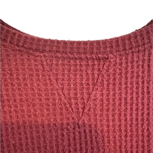Cat & Jack Maroon Waffle Knit Shirt with Elastic Cuffed Sleeves Size L 10/12 ☀️ - Picture 6 of 13